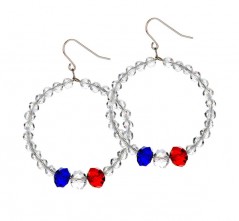 Clear Crystal Hoop Earring with RWB