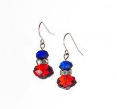 Red,  White & Blue  Crystal  Earrings