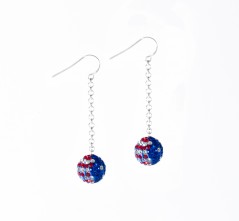 Stars & Stripes Pave' Ball Earrings