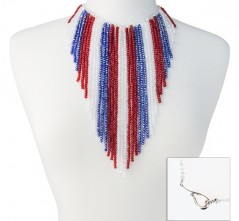 RWB Crystal Fringe Necklace