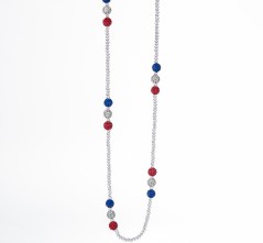 RWB Pave' Ball Crystal Necklace