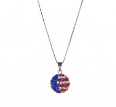 RWB Stars & Stripes Single Pave' Pendant Necklace