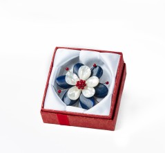 Red, White and Blue Flower Brooch