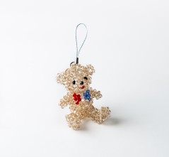 Patriotic Teddy Bear Ornament, Swarovski Handcrafted, Red, White and Blue Bow Tie (2 inches tall)