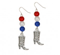 Cowgirl Boots on RWB Pave' Crystal Earrings