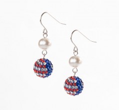 Stars & Stripes Single Pave' & Pearl Earring