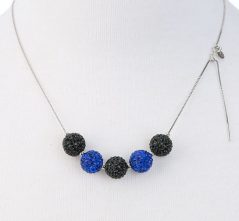 Blue Lives Matter Jewelry 5 Crystal Shamballa Ball Necklace