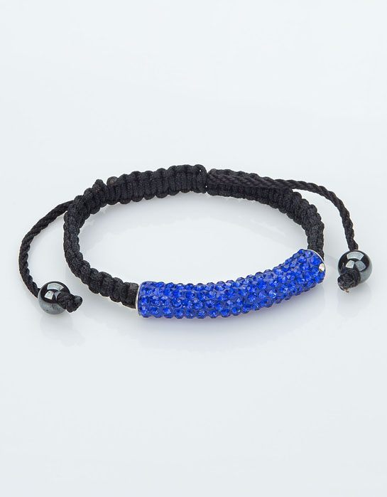 Sky Blue Beads Black Cord Macrame Beaded Bracelet 