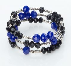 Blue & Black Crystal Wrap Bracelet