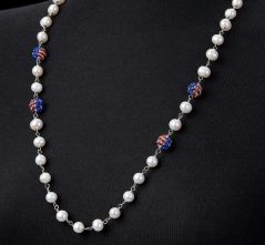 Freshwater Pearl with Stars & Stripes Crystal Ball Necklace