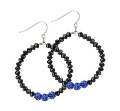 Blue Lives Matter Jewelry Crystal Hoop Earrings