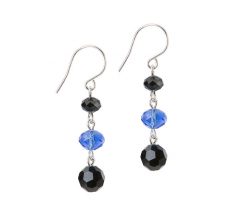 BLM Jewelry Blue & Black Drop Crystal Earrings