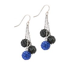 Blue & Black Crystal Shamballa Balls on Chain