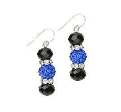 Blue Lives Matter Motif Crystal Drop Earrings