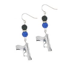 Blue and Black Glock Earrings